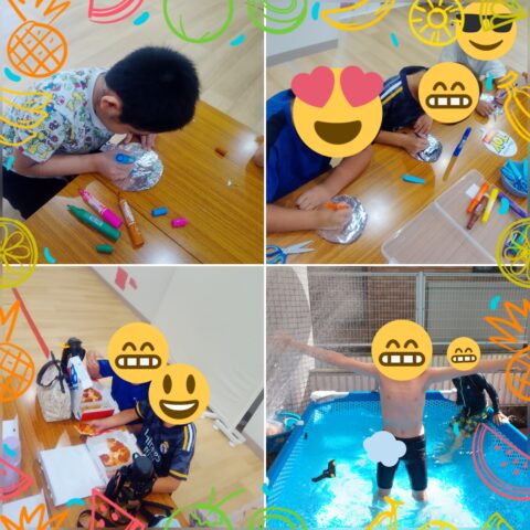 アルミホイルバルーン製作🎈テイクアウト🍕プール🩳