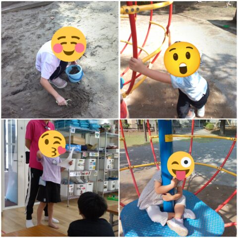 夏休みの絵日記・公園🩷💙