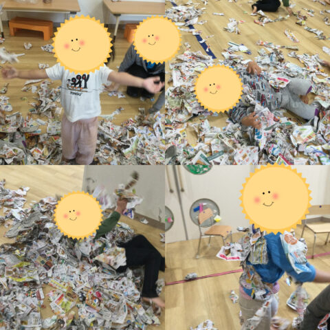 ビリビリ破って大変身！チラシ破り＆ミノムシごっこ！📰🐛✨