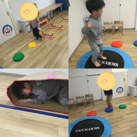 サーキット運動でチャレンジ！ぴょんぴょん、ごろごろ、楽しいね！