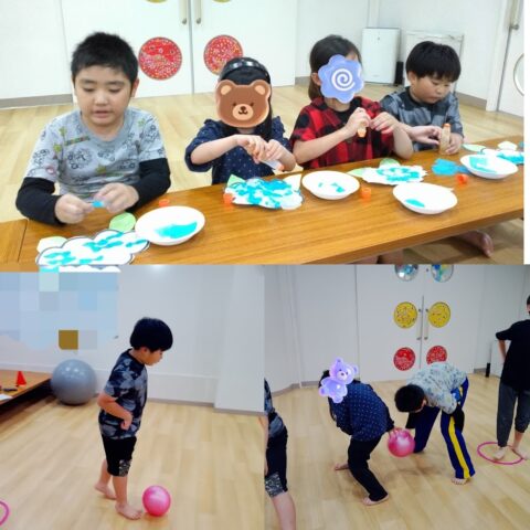 💐アジサイ制作仕上げ＆協力ボール転がしリレー⚽🏐⚾