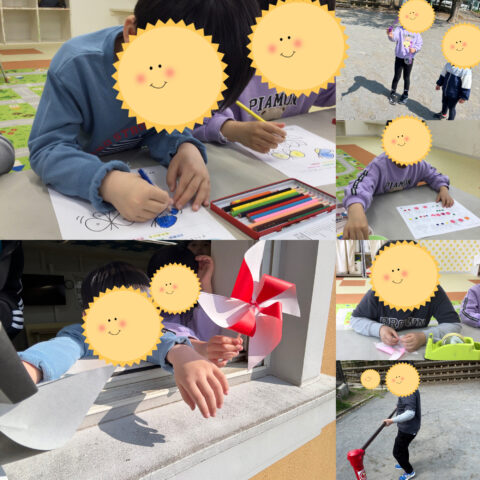 机上課題✏️公園あそび風車製作