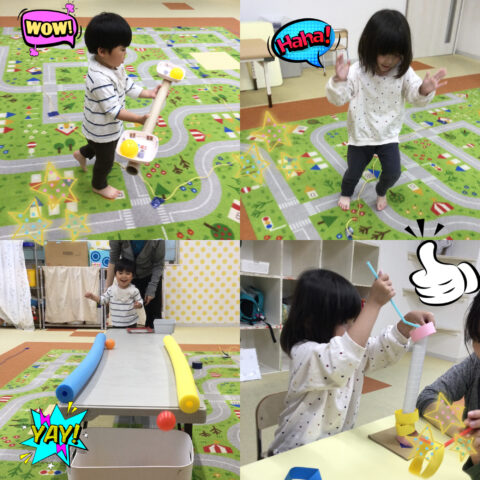 ヒモの上を歩こう👟🪢輪っか落とし