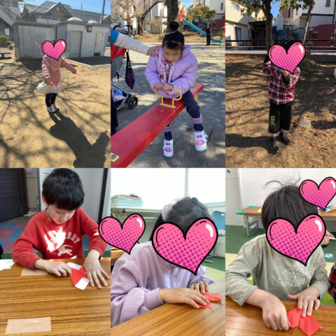公園☆ハートの折り紙♡