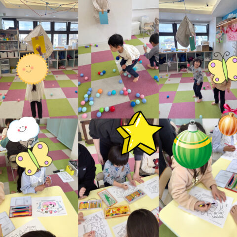 色分け玉入れ競争！