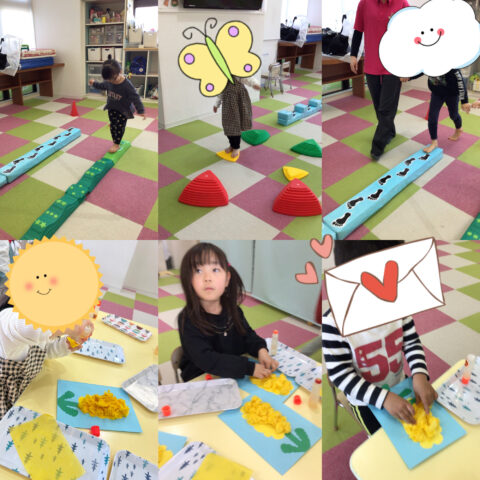 サーキット運動🐰菜の花制作🌸