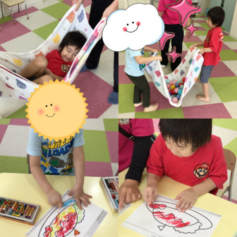 タオルハンモック・マット遊び⭐ぬりえ🖍️