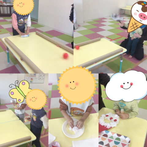 サンタさんのお面制作