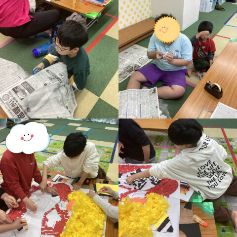 鬼の壁面製作👹