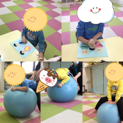 バランスボール、ひな祭り制作