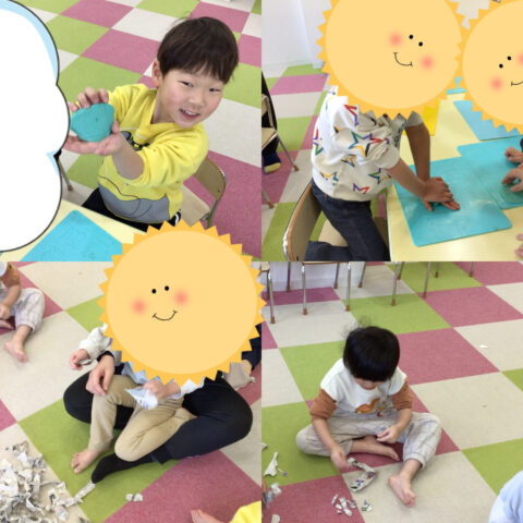 粘土で型抜き！🍀