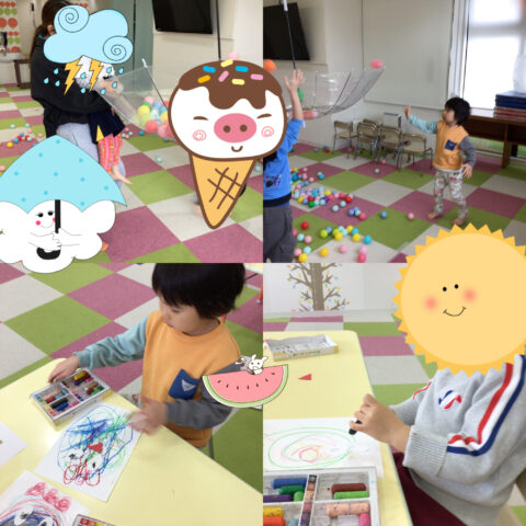 傘で玉入れ！！☔