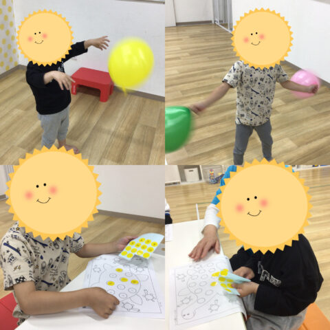 風船🎈シール貼り