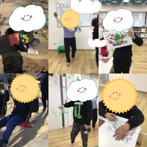 公園☆クリスマス塗り絵☆しっぽ取りゲーム