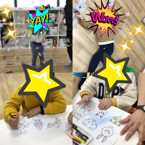 新聞紙遊び・塗り絵