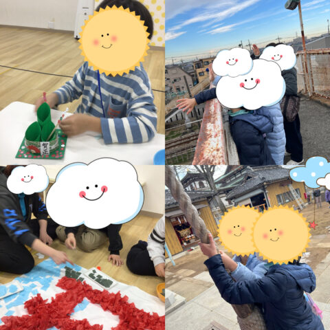 ㊗️初詣🎍門松作り🎍鳥居のちぎり絵㊗️