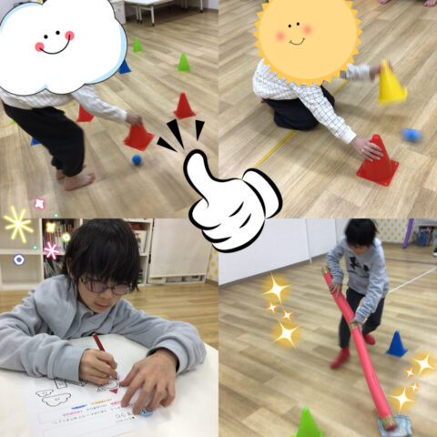 コーン遊び☆数字塗り絵☆おそうじリレー