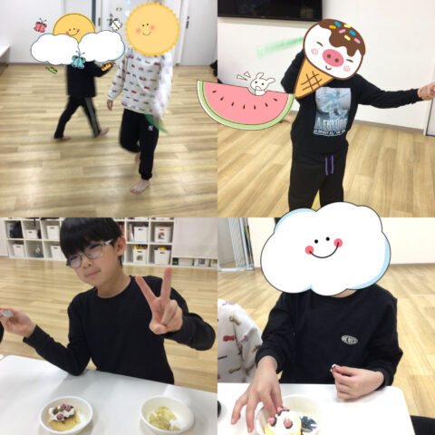 しっぽ取り♪お散歩♬プリンアラモード作り