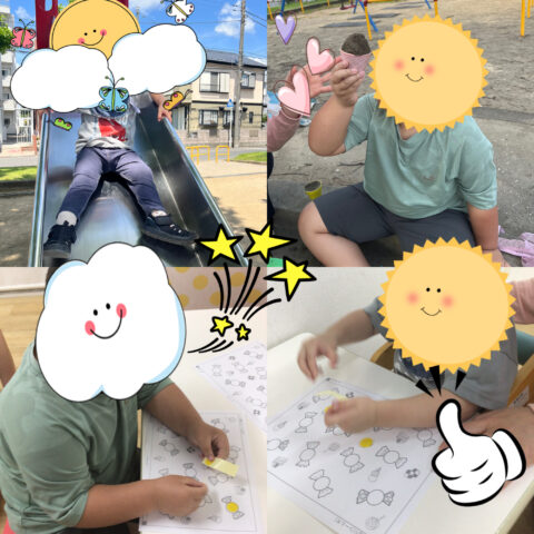 公園☆シール貼り