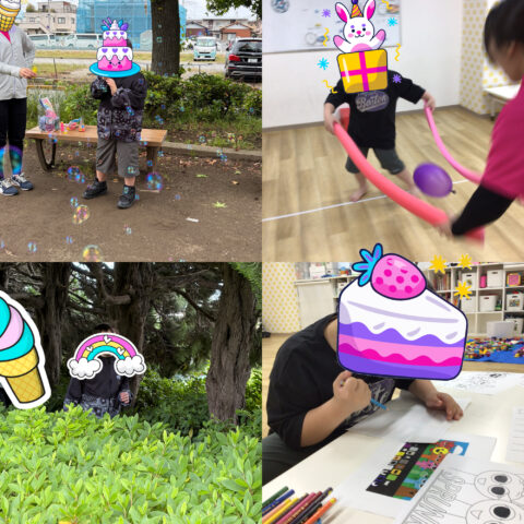 風船遊び☆公園☆ぬりえ