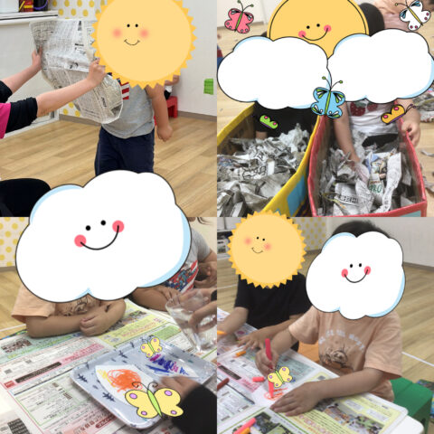 新聞紙ちぎり★七夕制作